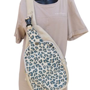 Crossbody Bag - Sand with Leopard